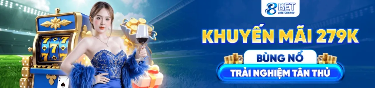 Hình ảnh nền tảng Bet8go với các tính năng và trò chơi nổi bật, màu xanh vàng chủ đạo